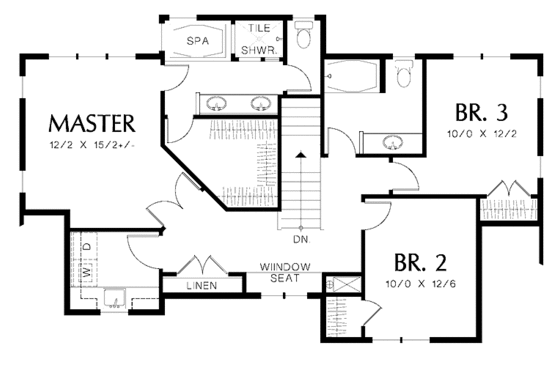 Floor Plan - Upper Floor for Tudor House Plan #48-871 - 3 bed, 2.5 bath