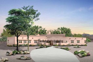 Architectural House Design - Exterior - Front Elevation for Adobe / Southwestern House Plan #72-926 - 4 bed, 3.5 bath