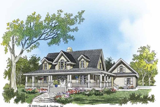 Exterior - Front Elevation 3 for Farmhouse House Plan #929-553 - 4 bed, 2.5 bath