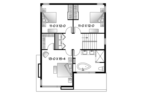 Floor Plan - Upper Floor for Contemporary House Plan #23-2554 - 3 bed, 1.5 bath
