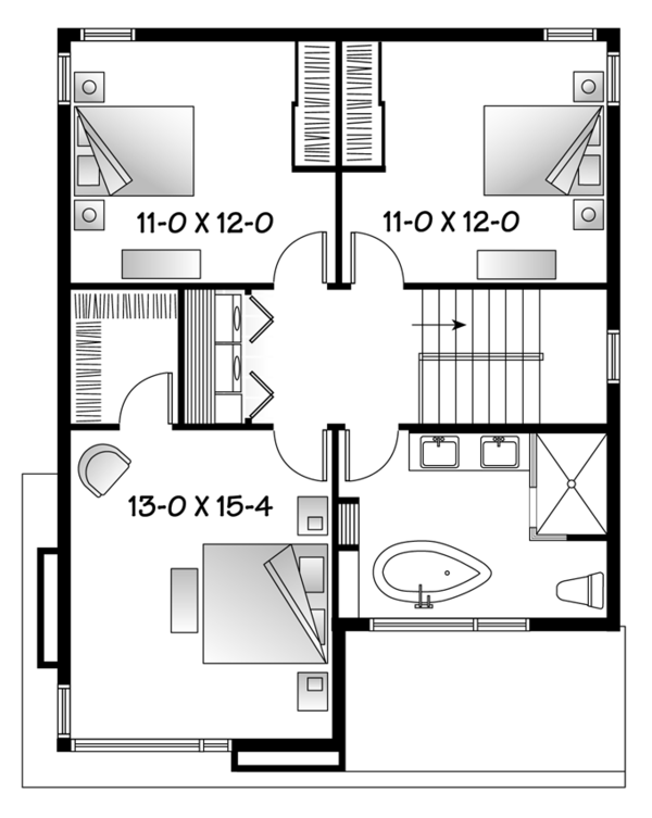 Contemporary Floor Plan - Upper Floor Plan #23-2554
