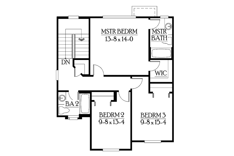 Home Plan - Floor Plan - Upper Floor for Craftsman House Plan #132-286 - 3 bed, 2.5 bath