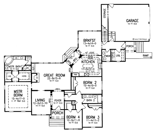 House Plan Design - Ranch Floor Plan - Main Floor Plan #952-223