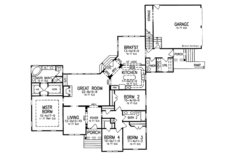 Dream House Plan - Floor Plan - Main Floor for Ranch House Plan #952-223 - 4 bed, 2.5 bath