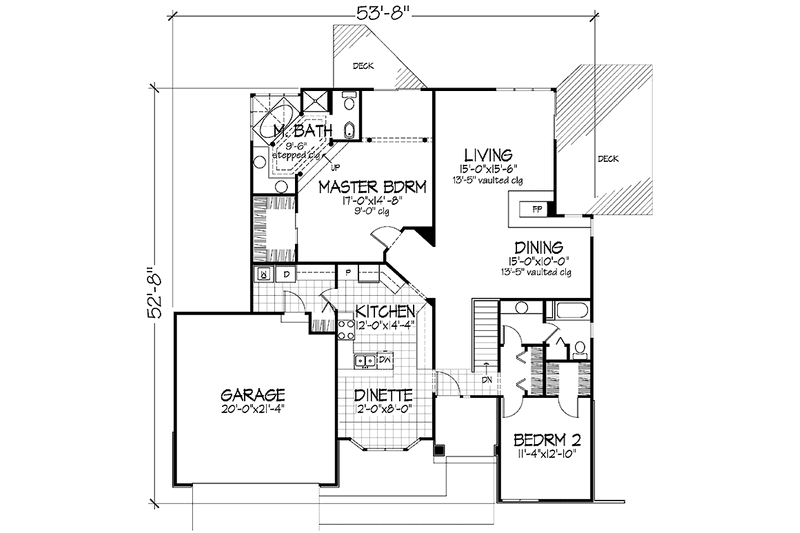 Home Plan - Floor Plan - Main Floor for Prairie House Plan #320-1116 - 2 bed, 2 bath