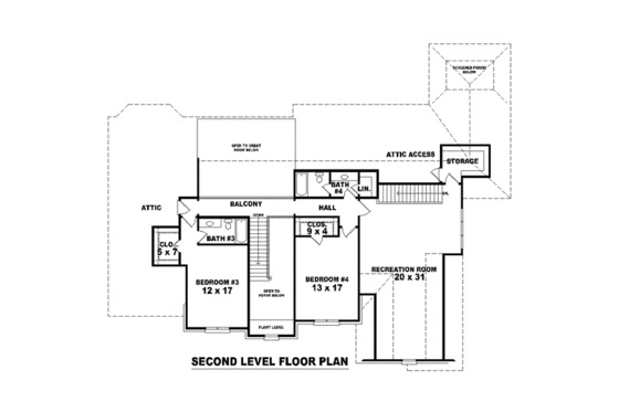 Floor Plan - Upper Floor for European House Plan #81-1617 - 3 bed, 4 bath