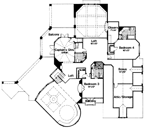 European Floor Plan - Upper Floor Plan #135-101