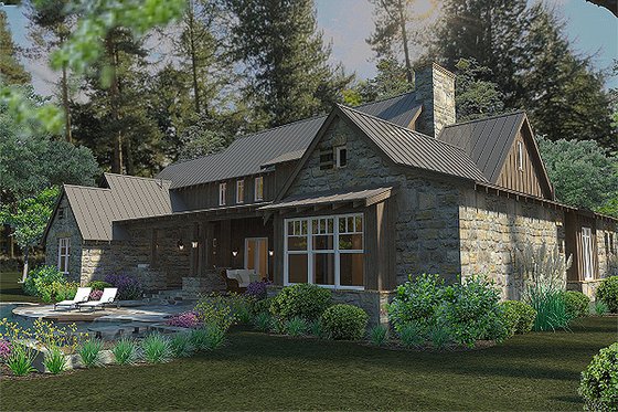 Exterior - Rear Elevation for Craftsman House Plan #120-186 - 4 bed, 4 bath