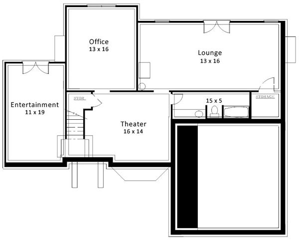 House Design - European Floor Plan - Lower Floor Plan #119-127
