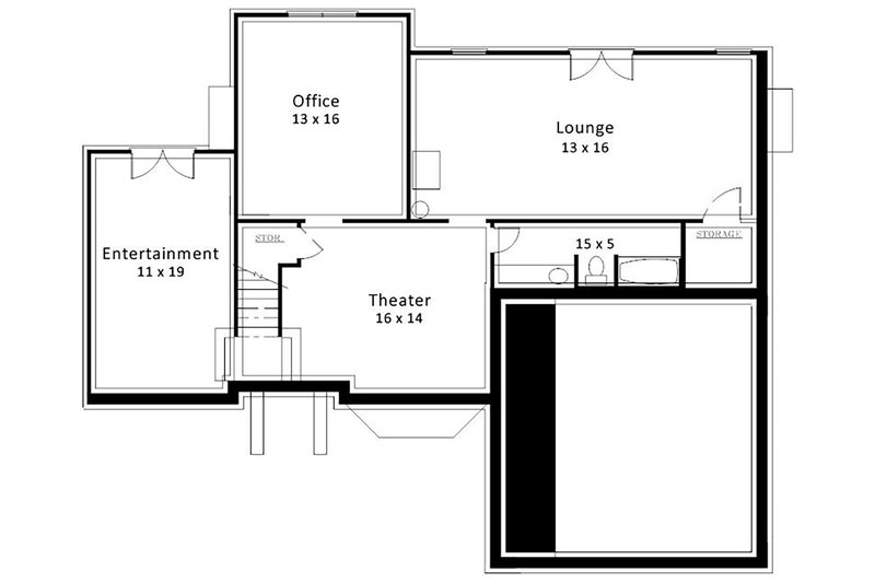 Dream House Plan - Floor Plan - Lower Floor for European House Plan #119-127 - 5 bed, 3.5 bath