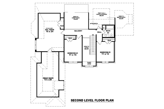 Floor Plan - Upper Floor for European House Plan #81-1138 - 3 bed, 3 bath
