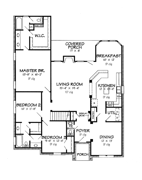 House Design - Country Floor Plan - Main Floor Plan #968-21