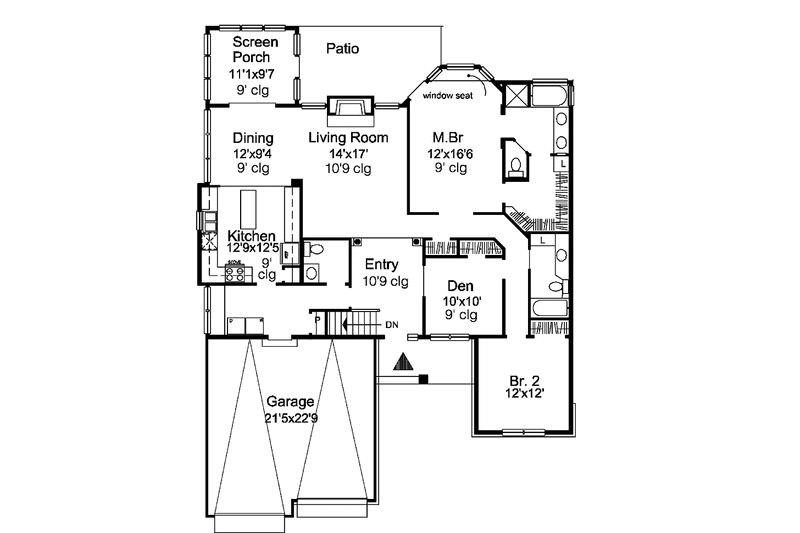 Home Plan - Floor Plan - Main Floor for Traditional House Plan #320-828 - 2 bed, 2.5 bath
