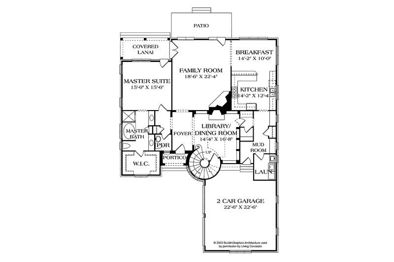 House Plan Design - Floor Plan - Main Floor for Country House Plan #453-155 - 3 bed, 3.5 bath