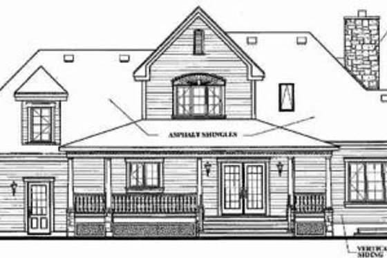 Exterior - Rear Elevation for Farmhouse House Plan #23-337 - 3 bed, 2.5 bath