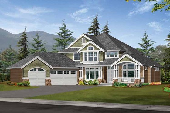 Exterior - Front Elevation 3 for Craftsman House Plan #132-327 - 4 bed, 3 bath