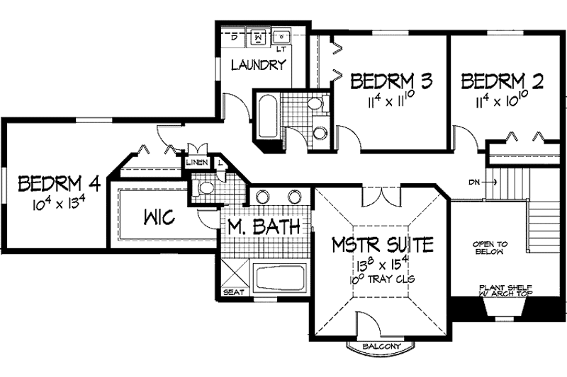 Dream House Plan - Floor Plan - Upper Floor for European House Plan #51-929 - 4 bed, 2.5 bath