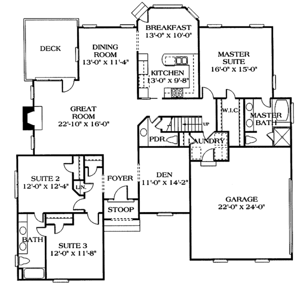 Dream House Plan - Traditional Floor Plan - Main Floor Plan #453-215
