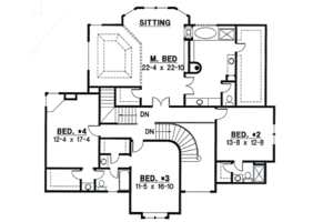 Floor Plan - Upper Floor for Traditional House Plan #67-609 - 4 bed, 3.5 bath