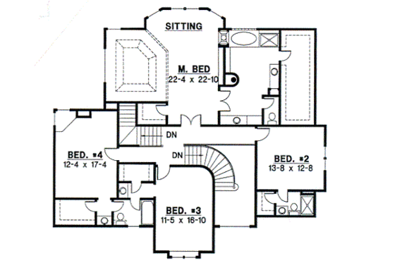 Floor Plan - Upper Floor for Traditional House Plan #67-609 - 4 bed, 3.5 bath
