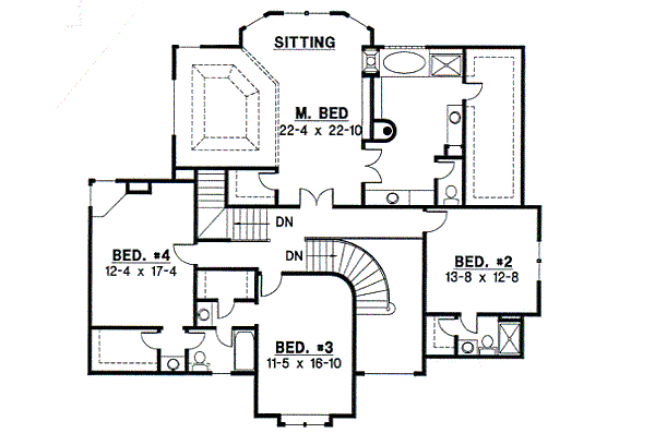 Traditional Floor Plan - Upper Floor Plan #67-609