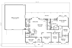 Floor Plan - Main Floor for Adobe / Southwestern House Plan #1-799 - 5 bed, 3 bath