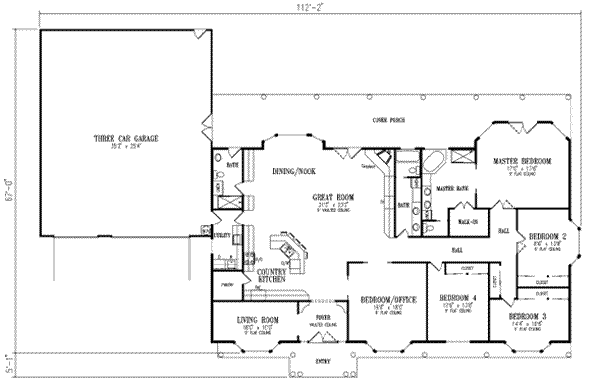 Adobe / Southwestern Floor Plan - Main Floor Plan #1-799