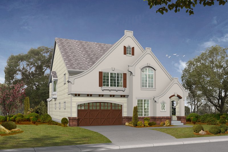 Architectural House Design - Exterior - Front Elevation for European House Plan #132-129 - 4 bed, 3.5 bath