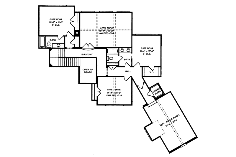 Home Plan - Floor Plan - Upper Floor for Tudor House Plan #413-900 - 4 bed, 3.5 bath