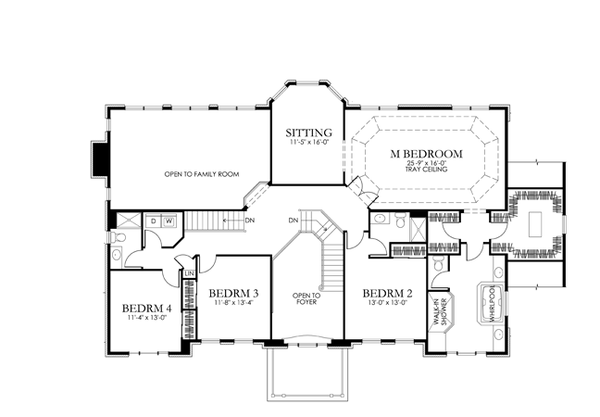 Architectural House Design - Classical Floor Plan - Upper Floor Plan #1029-64