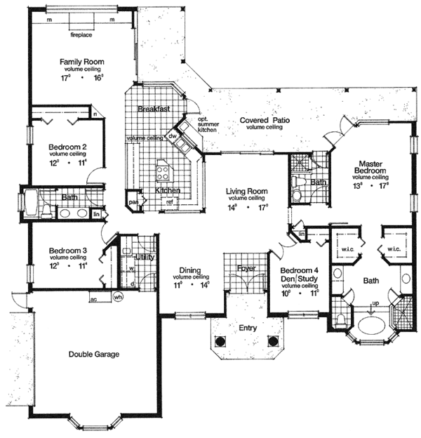 House Design - Mediterranean Floor Plan - Main Floor Plan #417-645