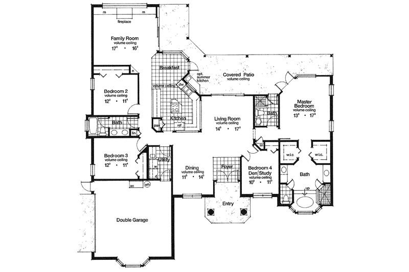 House Design - Floor Plan - Main Floor for Mediterranean House Plan #417-645 - 4 bed, 3 bath