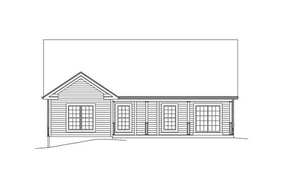 Exterior - Rear Elevation for Ranch House Plan #57-653 - 3 bed, 2 bath