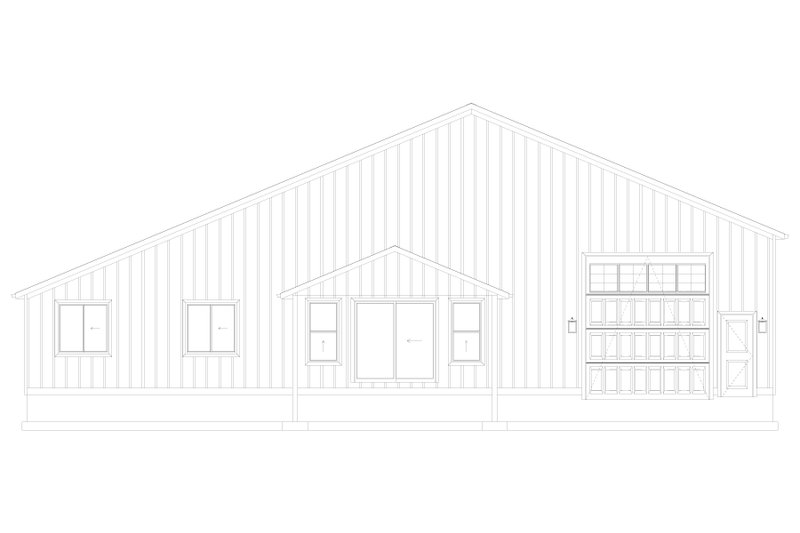 House Blueprint - Exterior - Rear Elevation 1 for Barndominium House Plan #1060-473 - 2 bed, 2 bath
