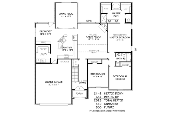 Floor Plan - Main Floor for Traditional House Plan #424-287 - 5 bed, 3 bath