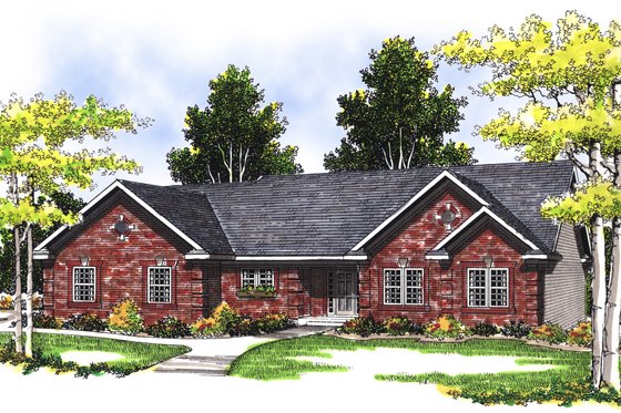 Exterior - Front Elevation for Traditional House Plan #70-175 - 3 bed, 2.5 bath
