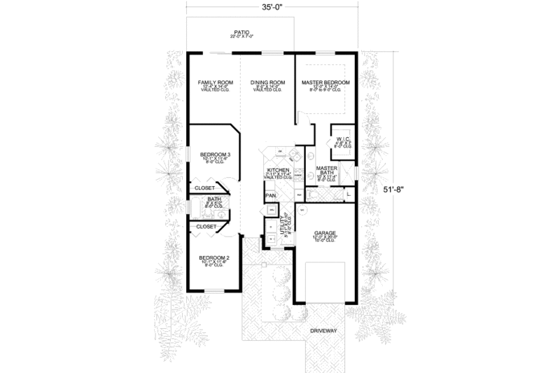 Mediterranean Style House Plan - 3 Beds 2 Baths 1382 Sq/Ft Plan #420 ...