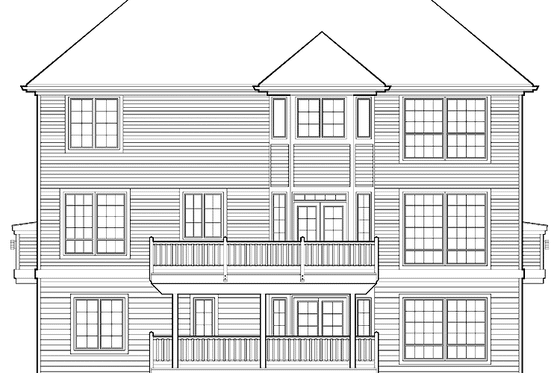Exterior - Rear Elevation for Mediterranean House Plan #48-785 - 4 bed, 3.5 bath