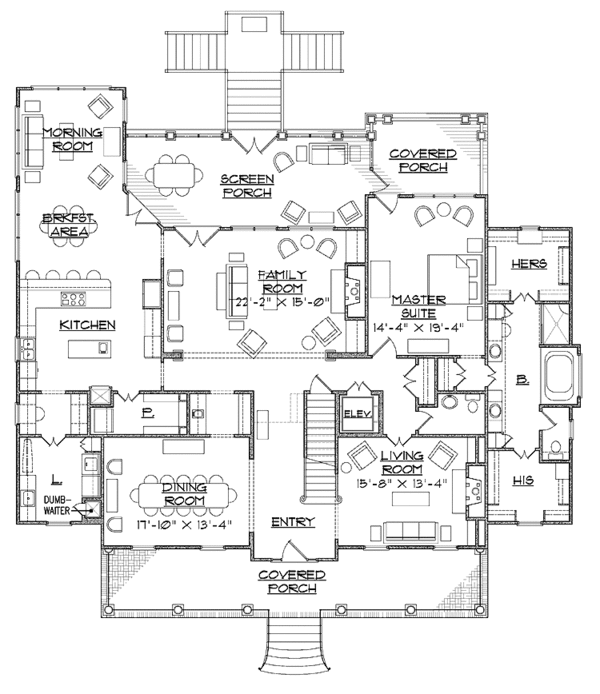 Traditional Floor Plan - Main Floor Plan #1054-9