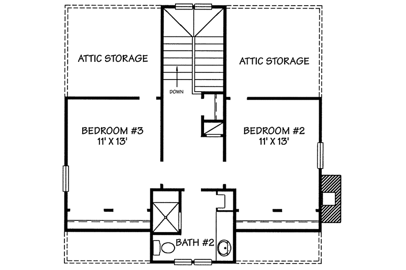 Dream House Plan - Floor Plan - Upper Floor for Country House Plan #140-174 - 3 bed, 2.5 bath