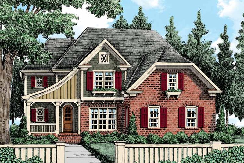 House Blueprint - Tudor Exterior - Front Elevation Plan #927-421
