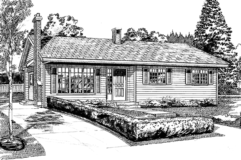 Architectural House Design - Exterior - Front Elevation 3 for Contemporary House Plan #47-654 - 4 bed, 1 bath