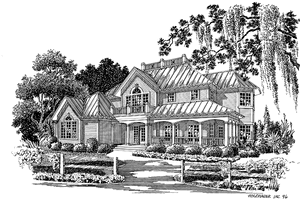 Exterior - Front Elevation 3 for Country House Plan #930-56 - 4 bed, 2.5 bath