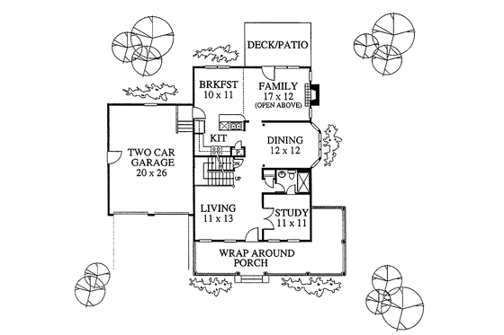 Floor Plan - Main Floor for Country House Plan #1053-3 - 4 bed, 3 bath