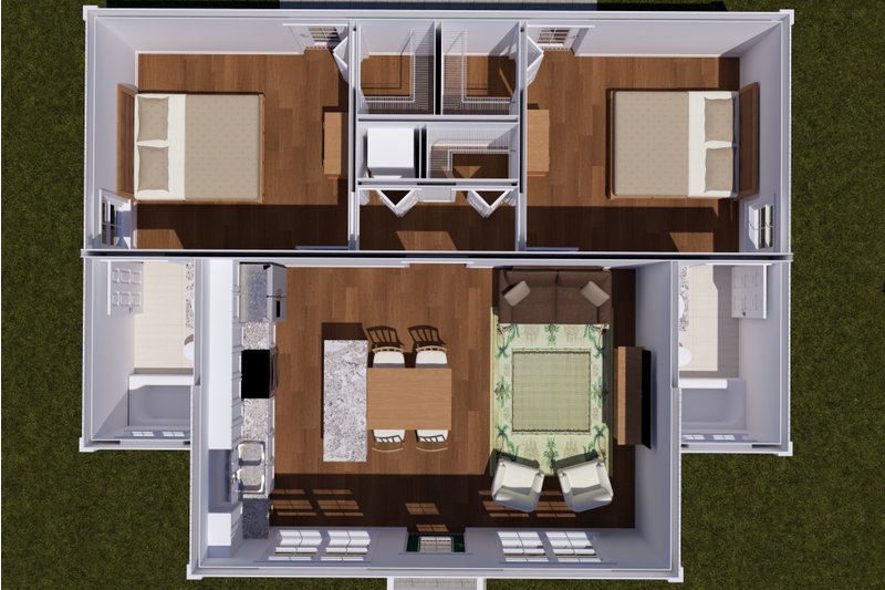 Architectural House Design - Floor Plan - Main Floor 1 for Cottage House Plan #513-2414 - 2 bed, 2 bath