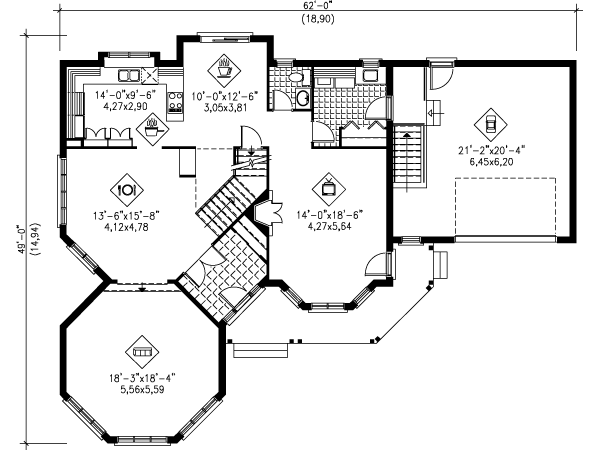 Victorian Floor Plan - Main Floor Plan #25-4101