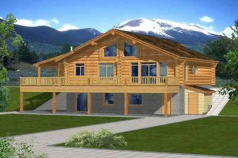Dream House Plan - Log Exterior - Front Elevation Plan #117-405