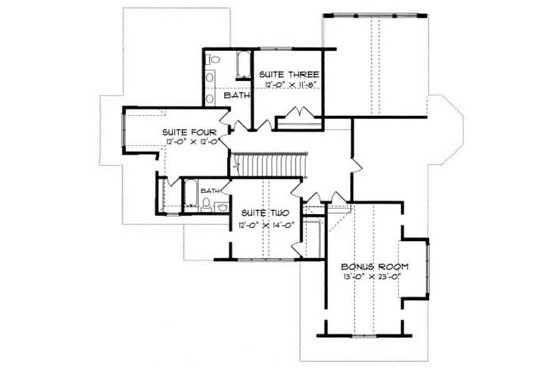 Floor Plan - Upper Floor for European House Plan #413-103 - 4 bed, 3 bath