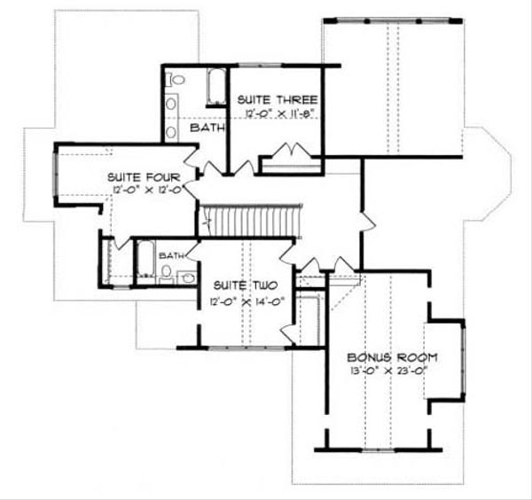 House Blueprint - European Floor Plan - Upper Floor Plan #413-103