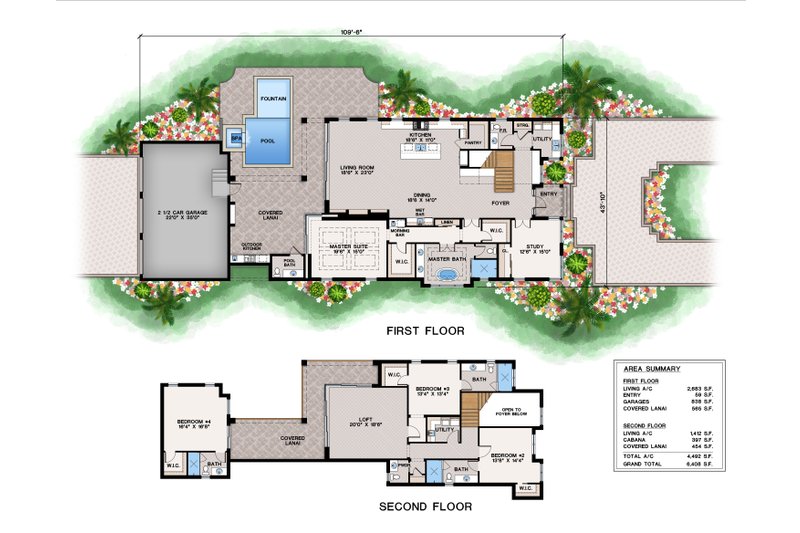 House Blueprint - Floor Plan - Main Floor for Contemporary House Plan #1083-26 - 5 bed, 5.5 bath